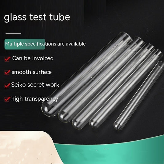 Glass Test Tube Flat Mouth Round Flat Bottom Test Tube Chemical Laboratory Consumables