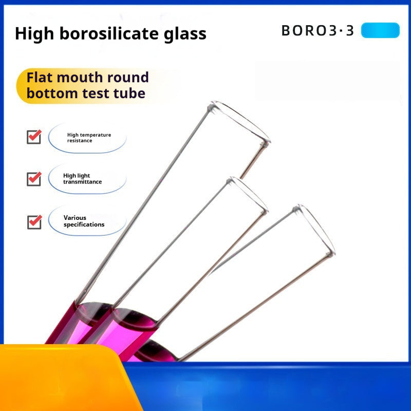 Glass Test Tube Laboratory Flat Round Bottom Borosilicate Catheter