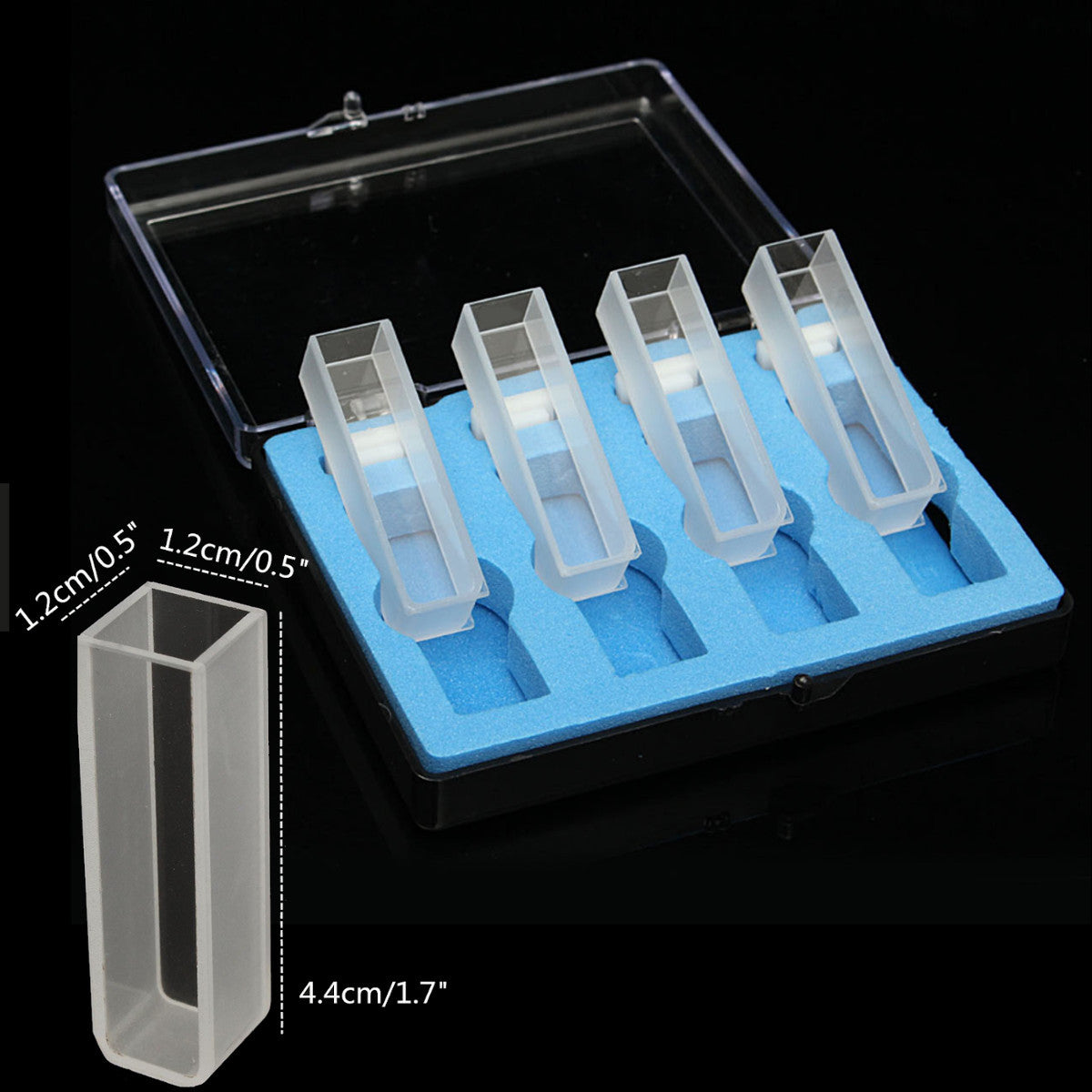 Laboratory Boxed Glass Cuvette With Lid And Double Penetration